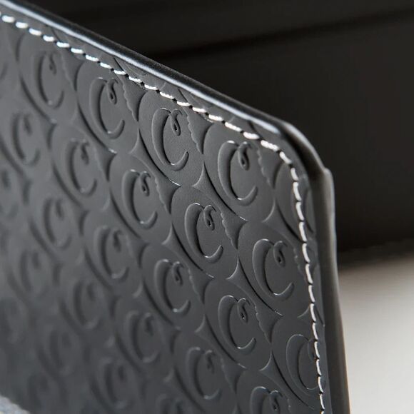Cookies Leather Monogram Embossed Bi Fold Wallet Black - Picture 3 of 4